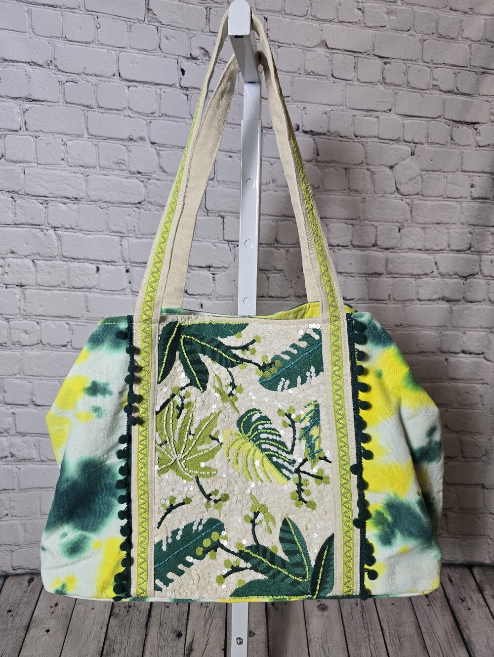 America & Beyond Large Beaded Tote Bag